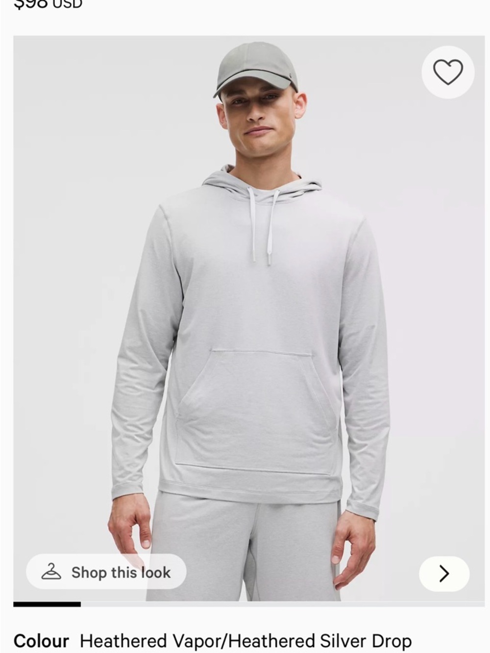 Lululemon Soft Jersey Heathered Silver Drop Lightweight Hoodie